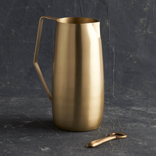 Artisan Brass Pitcher | 64 oz | Handcrafted Brass Sheet | Angled Handle | Powered by People