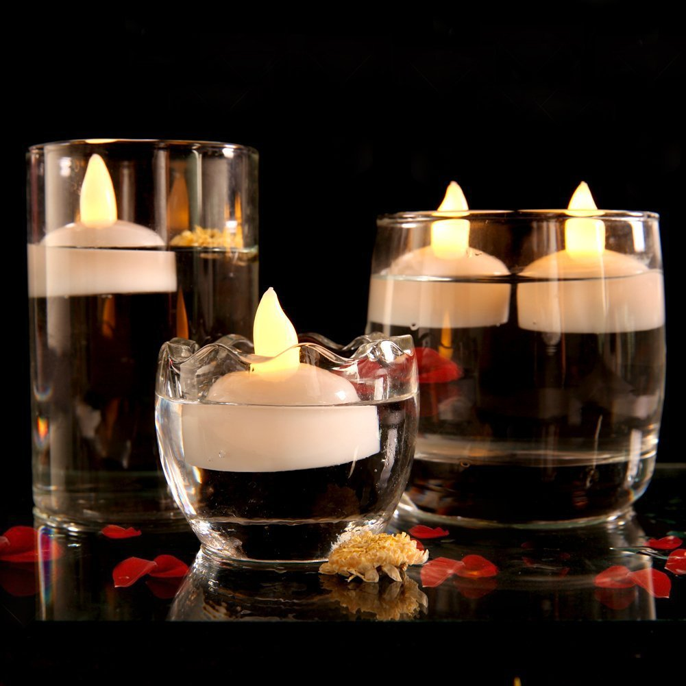 LED Flameless Floating Tea Lights — Set of 12 | Waterproof Flickering Candles