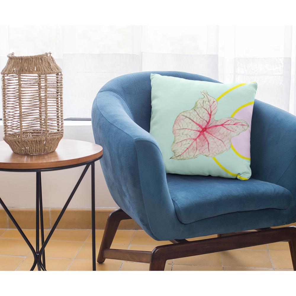 Green Leaf Square Accent Pillow — Botanical Home Decor | 4 Sizes