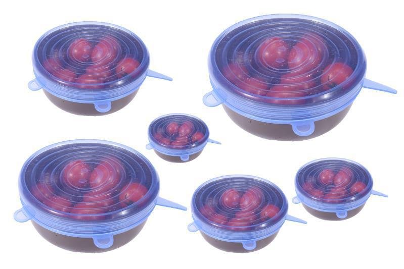 Reusable Bowl Pot Lid Silicone Food Seal Wrap 6 Pcs