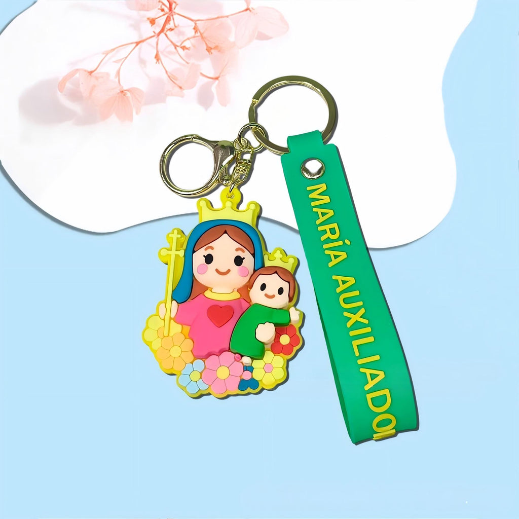 Christian Religious Cartoon Keychain Virgin Mary Jesus Bag Charm Gift