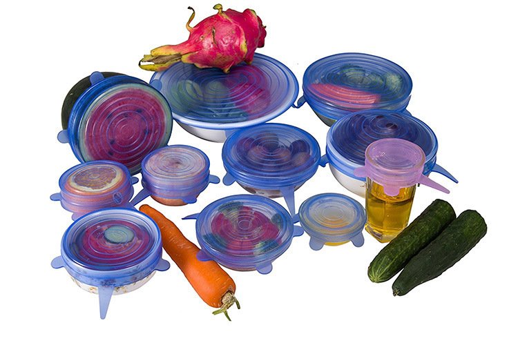 Reusable Bowl Pot Lid Silicone Food Seal Wrap 6 Pcs