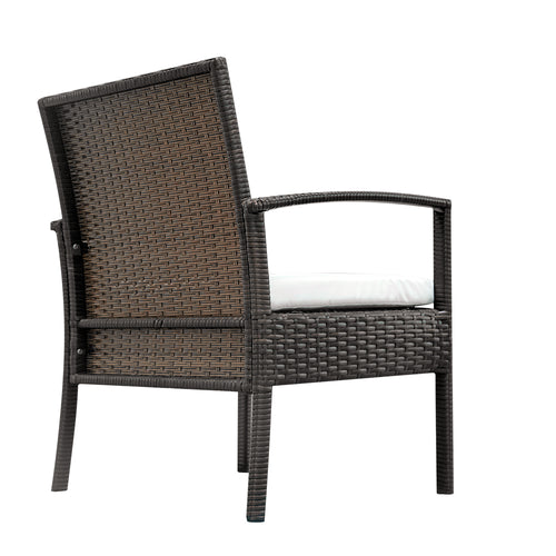 3-Piece PE Rattan Garden Sofa Set | Coffee Table | Brown Gradient | Cushions