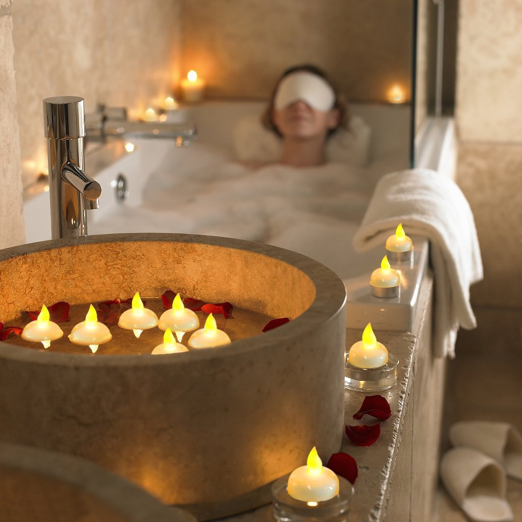 LED Flameless Floating Tea Lights — Set of 12 | Waterproof Flickering Candles