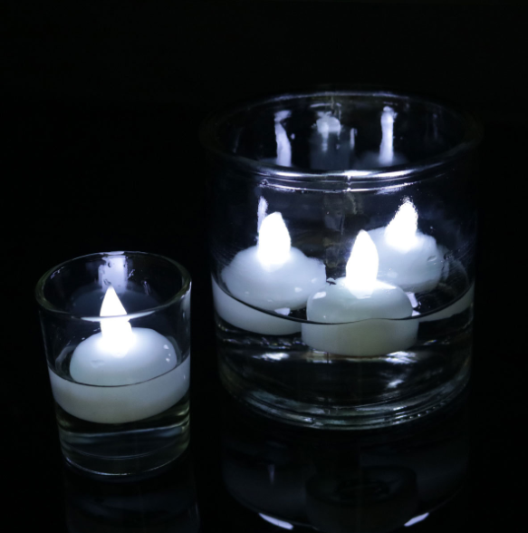 LED Flameless Floating Tea Lights — Set of 12 | Waterproof Flickering Candles