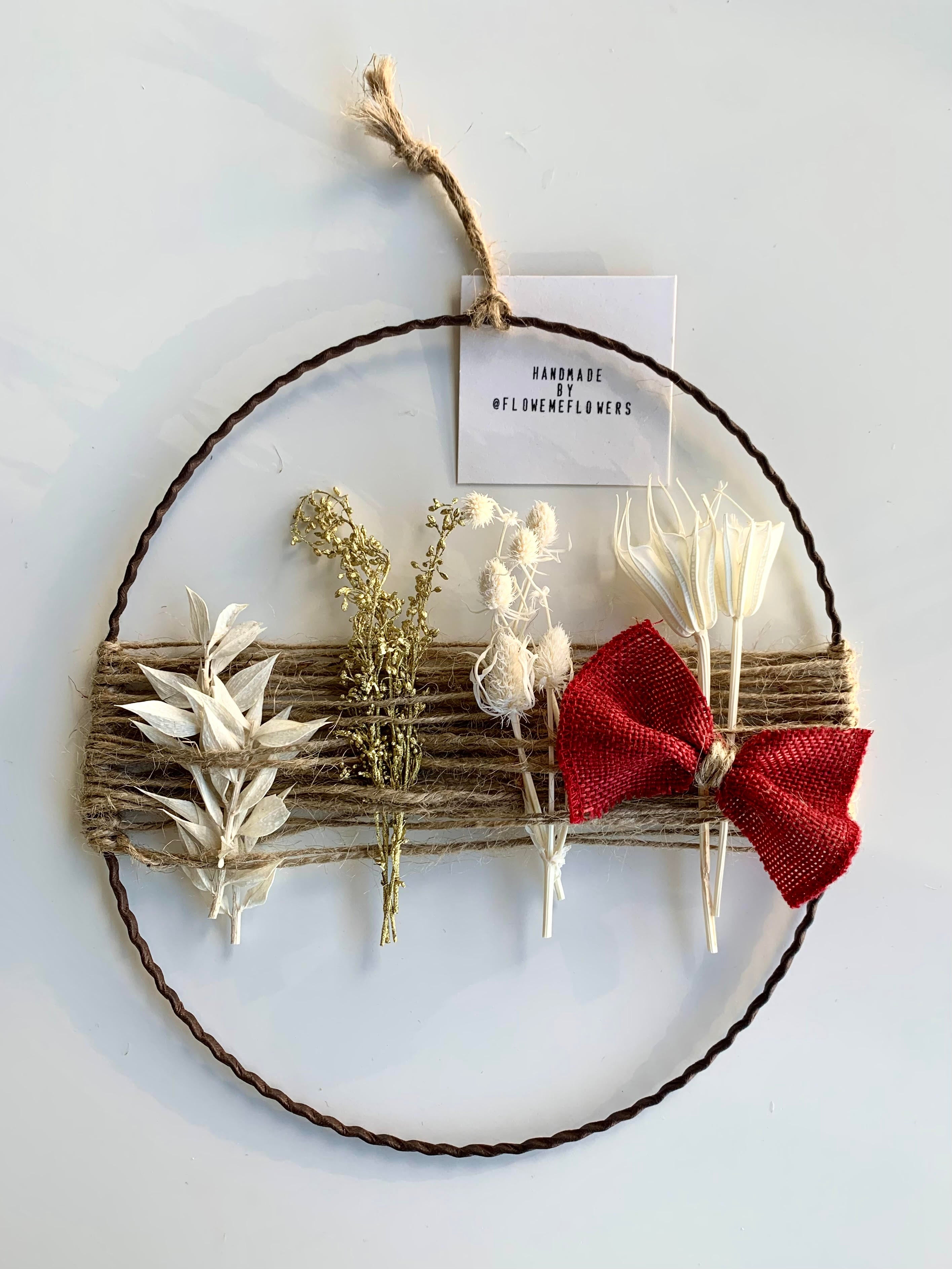 Minimalist Christmas Dried Flower Wreath – Jute Cord (20 cm)