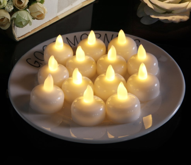 LED Flameless Floating Tea Lights — Set of 12 | Waterproof Flickering Candles