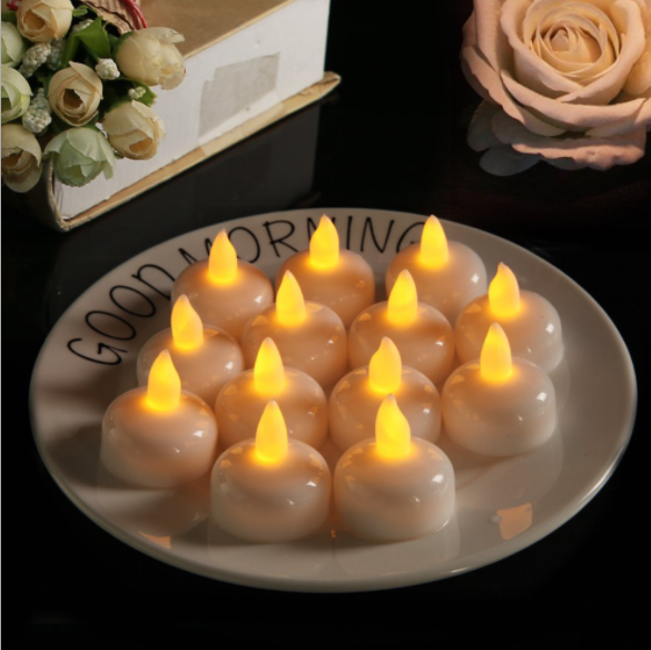 LED Flameless Floating Tea Lights — Set of 12 | Waterproof Flickering Candles