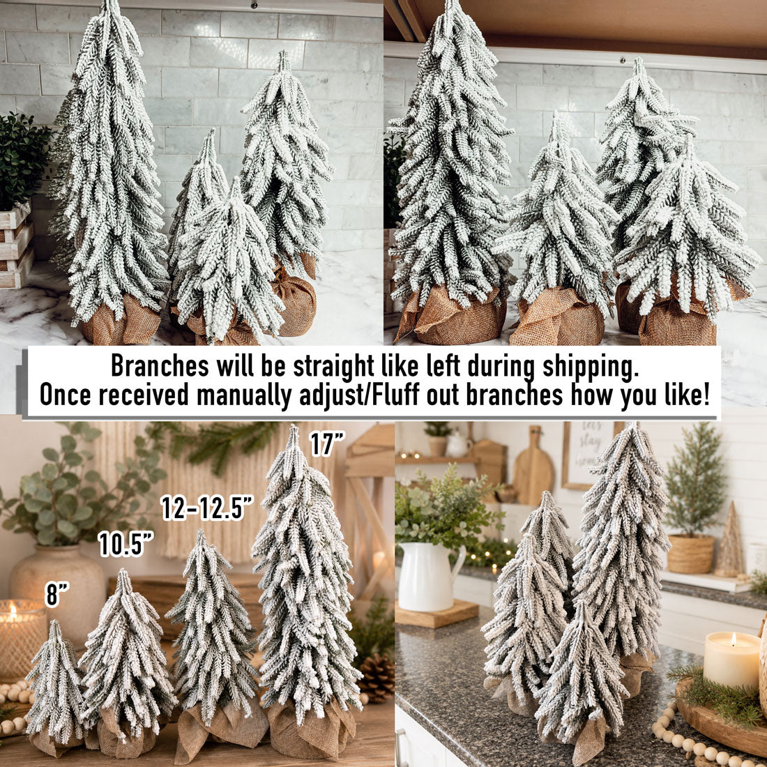 Snow-Flocked Christmas Tree Set — Tabletop Holiday Decor