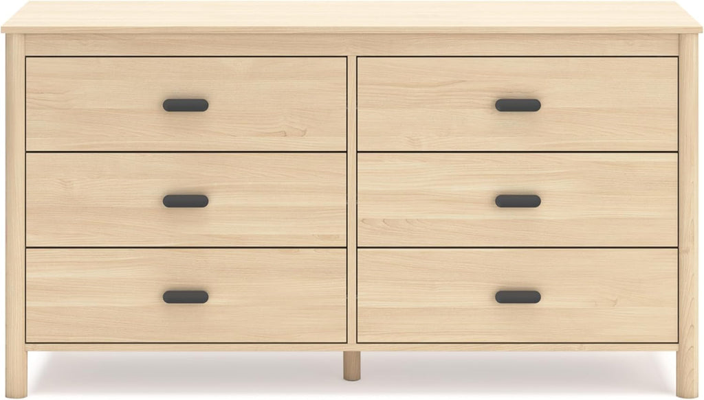 Light Brown Six Drawer Dresser For Bedroom Storage