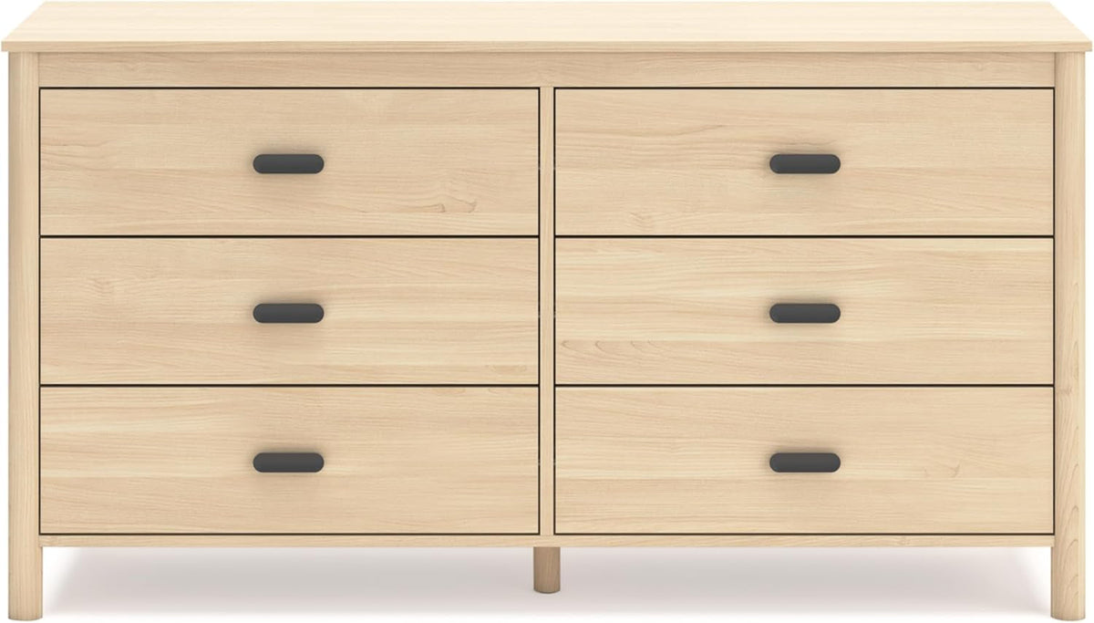 Light Brown Six Drawer Dresser For Bedroom Storage
