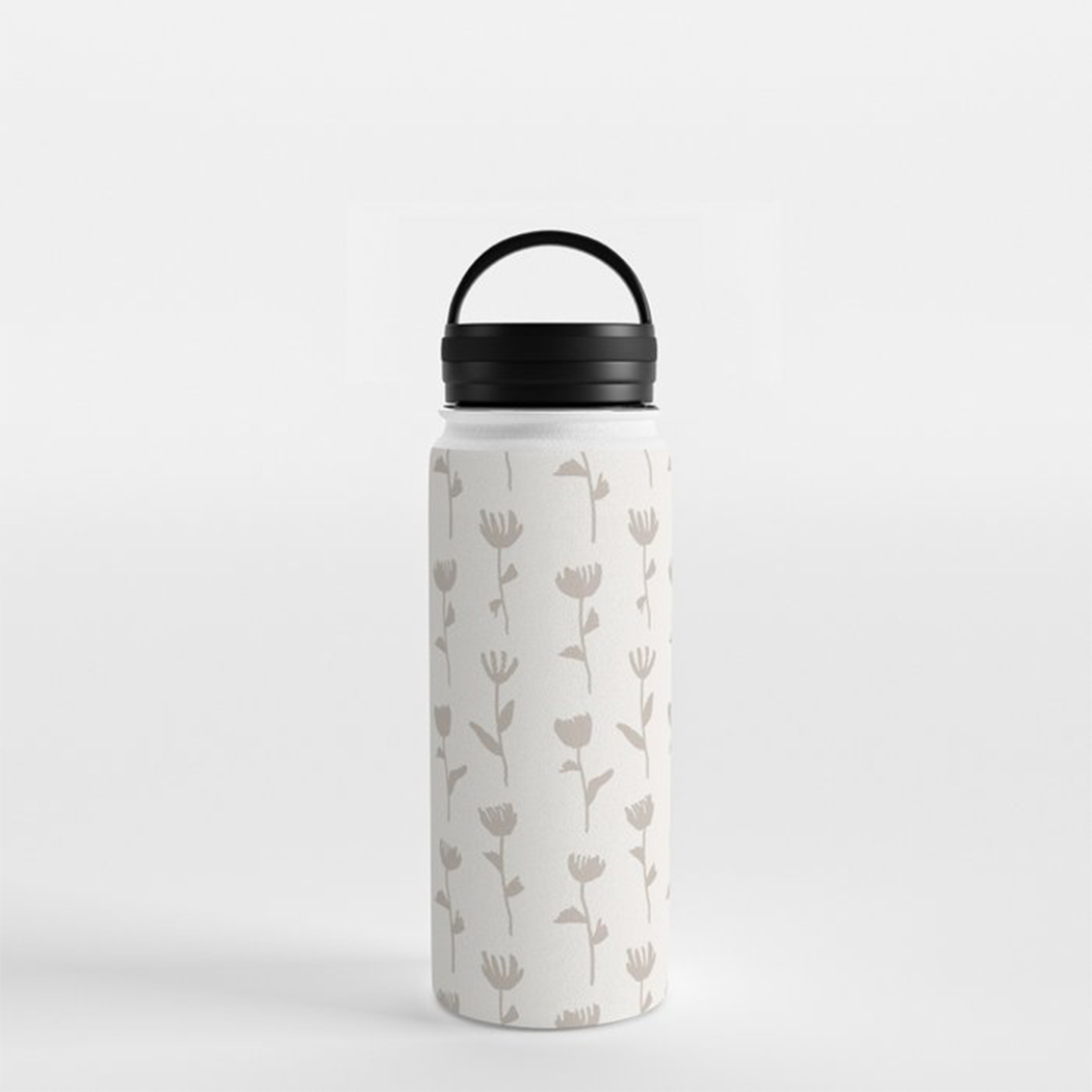 Ink Flower Handle Lid Water Bottle