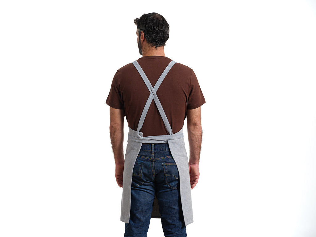 Crossback Apron | Upcycled Cotton & Denim Twill | Ergonomic Fit | Deep Pockets | Powered by People