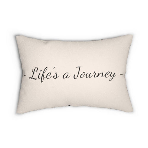 "Life's a Journey" Decorative Lumbar Throw Pillow | Beige & Black | 14"×20"