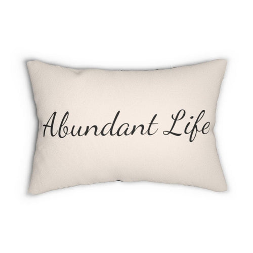 "Abundant Life" Decorative Lumbar Throw Pillow | Beige & Black | 14"×20"
