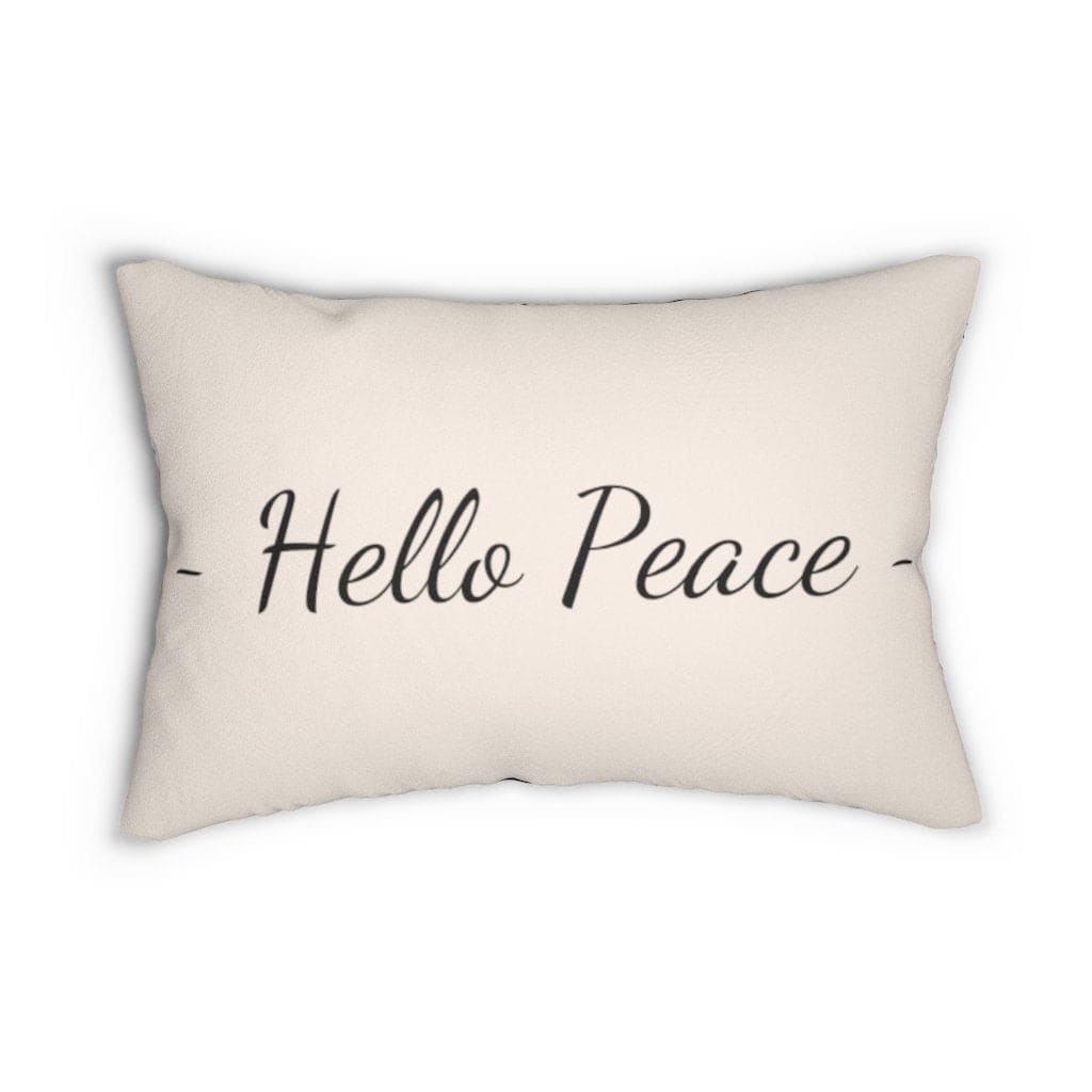 Decorative Lumbar Throw Pillow - Hello Peace - Beige Black