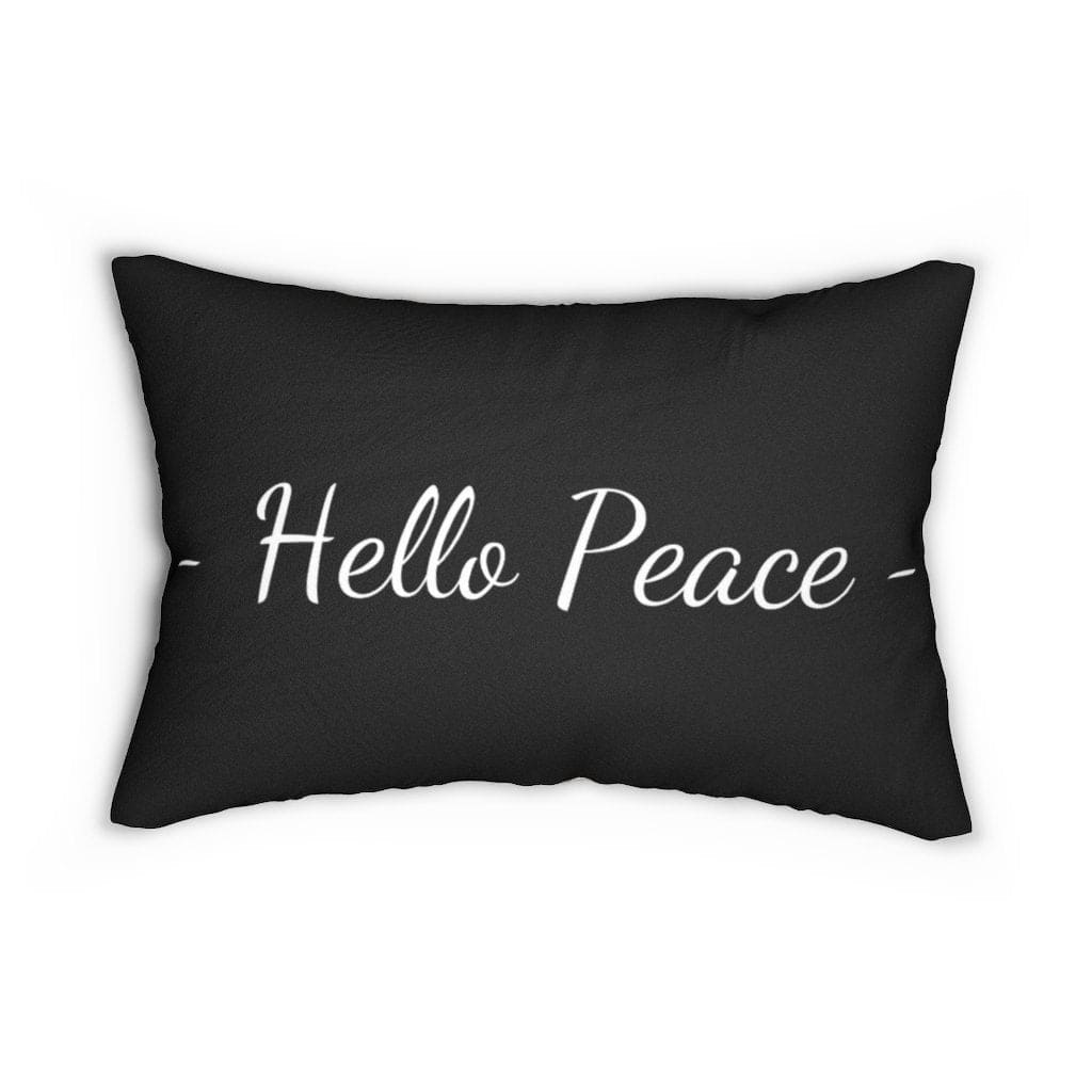 Decorative Lumbar Throw Pillow - Hello Peace - Beige Black