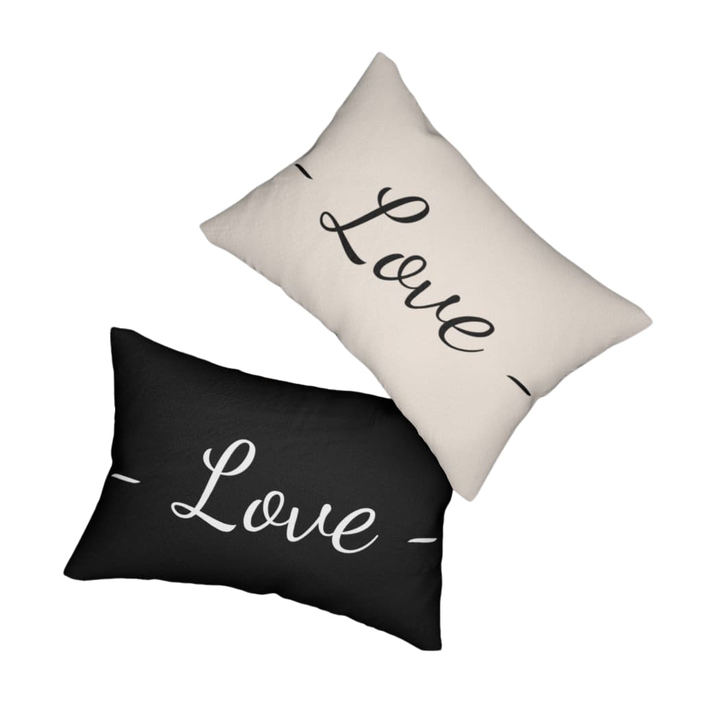 Decorative Lumbar Throw Pillow - Love - Beige Black