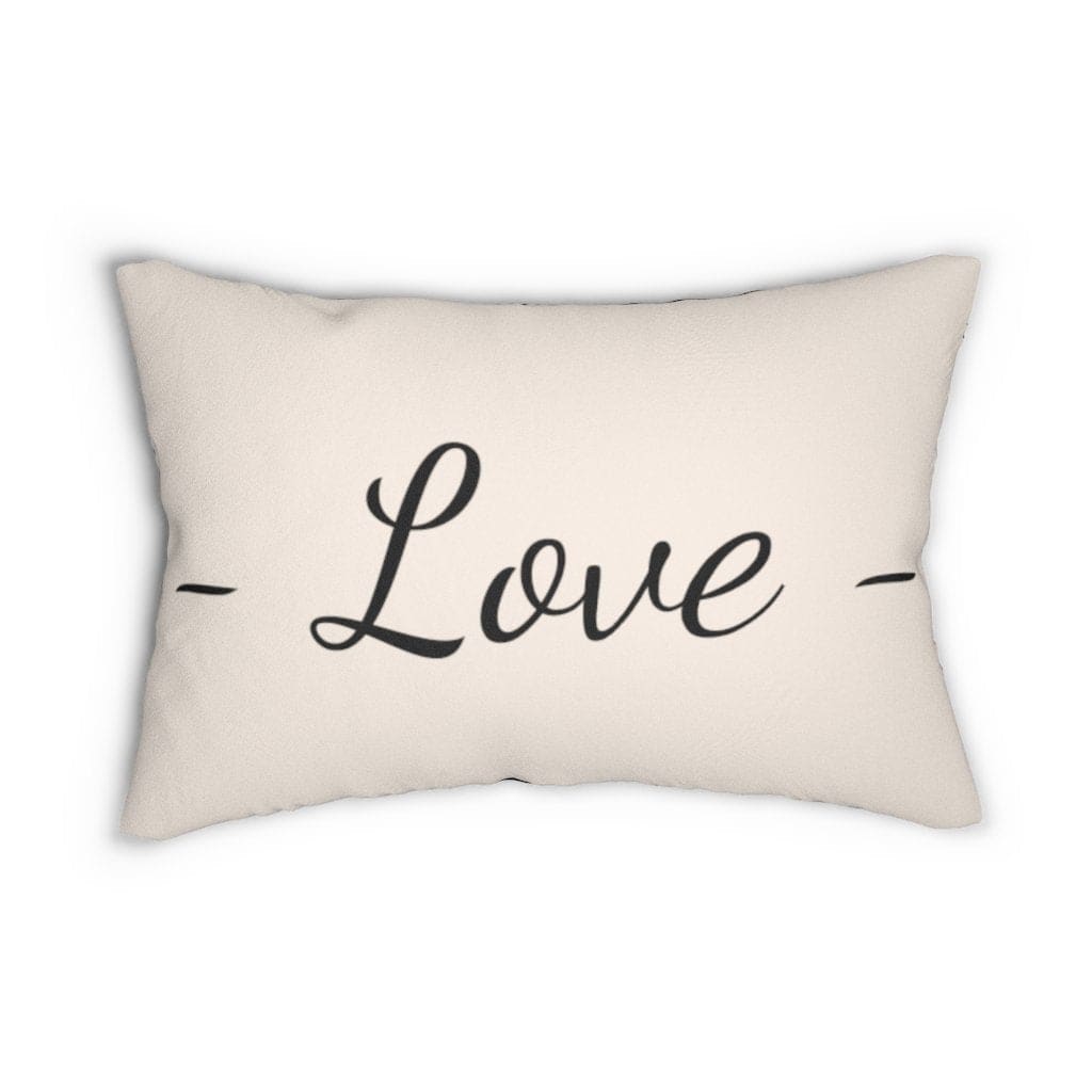 Decorative Lumbar Throw Pillow - Love - Beige Black