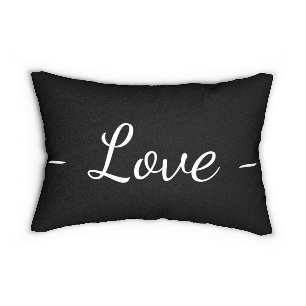 Decorative Lumbar Throw Pillow - Love - Beige Black