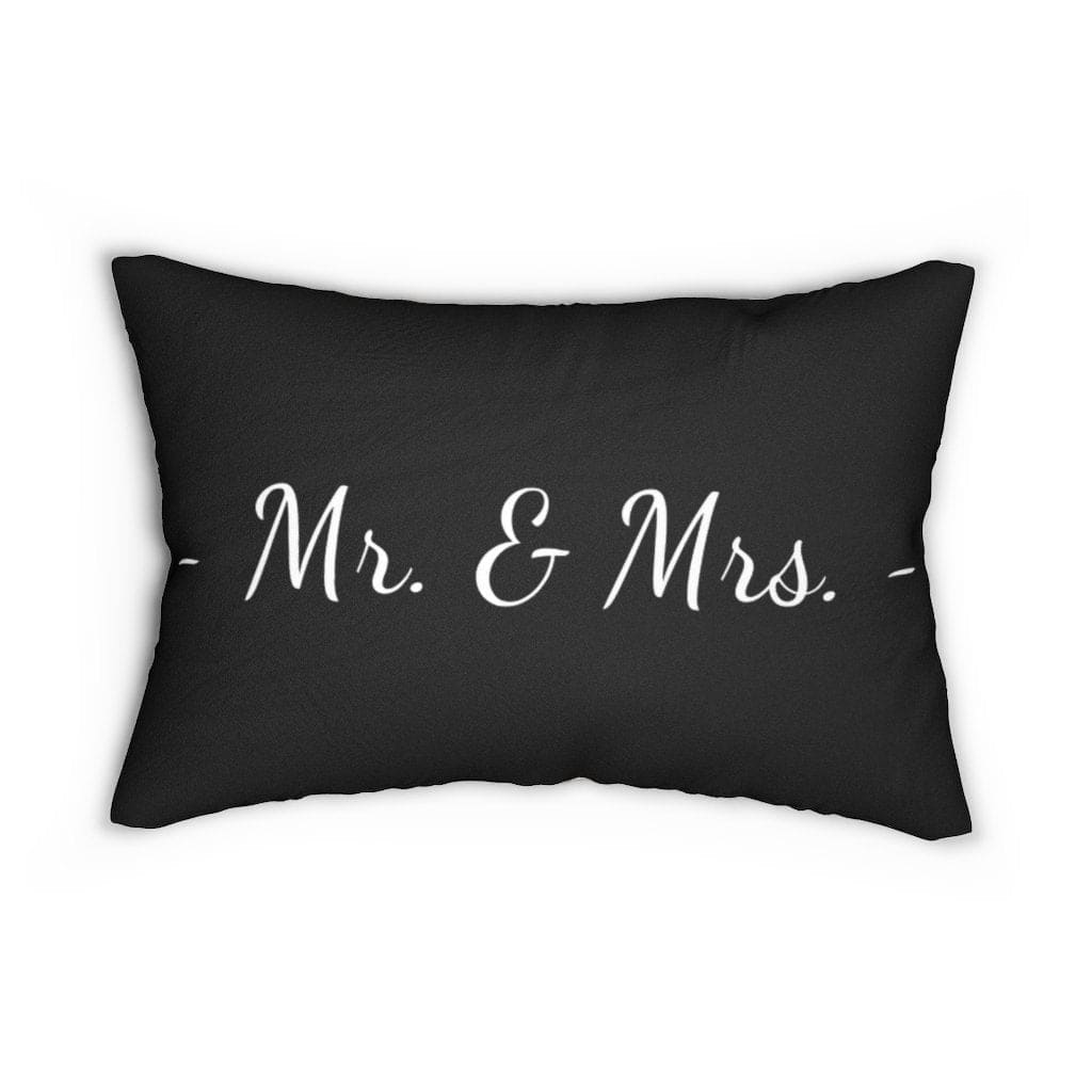 Decorative Lumbar Throw Pillow - Mr. and Mrs. - Beige Black