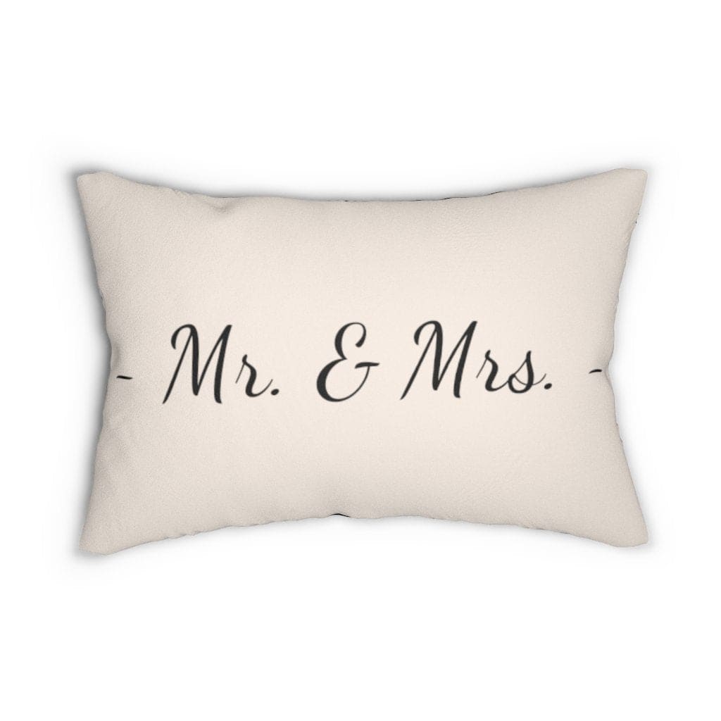 Decorative Lumbar Throw Pillow - Mr. and Mrs. - Beige Black