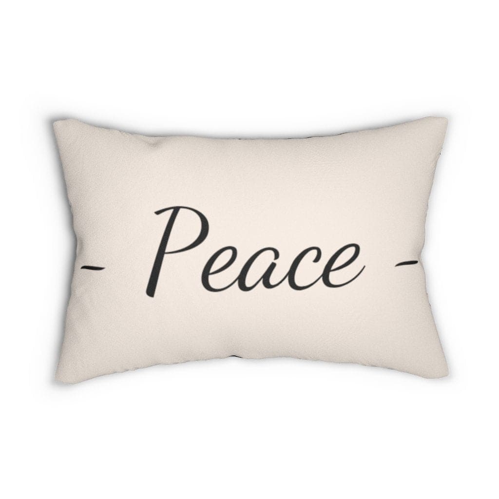 Decorative Lumbar Throw Pillow - Peace - Beige Black
