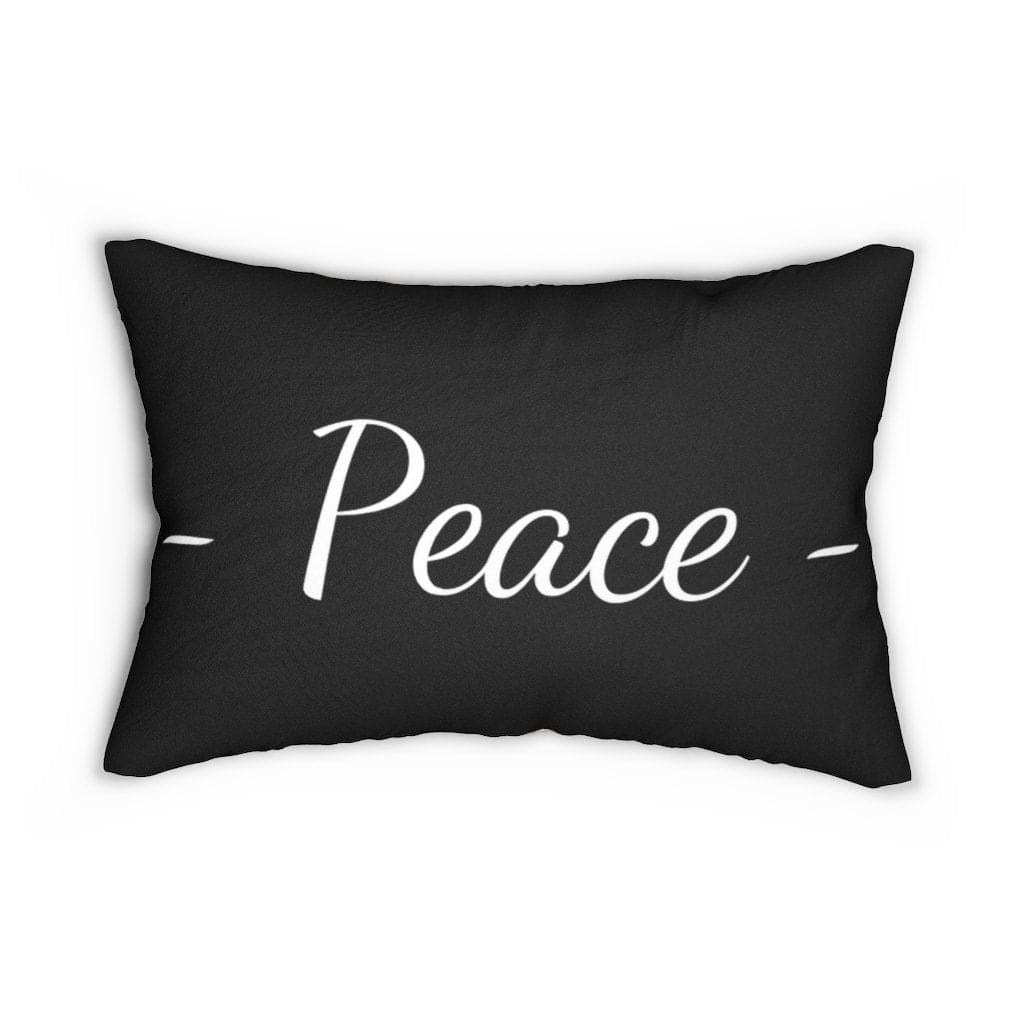 Decorative Lumbar Throw Pillow - Peace - Beige Black