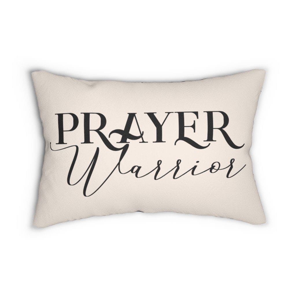 Decorative Lumbar Throw Pillow - Prayer Warrior - Beige Black