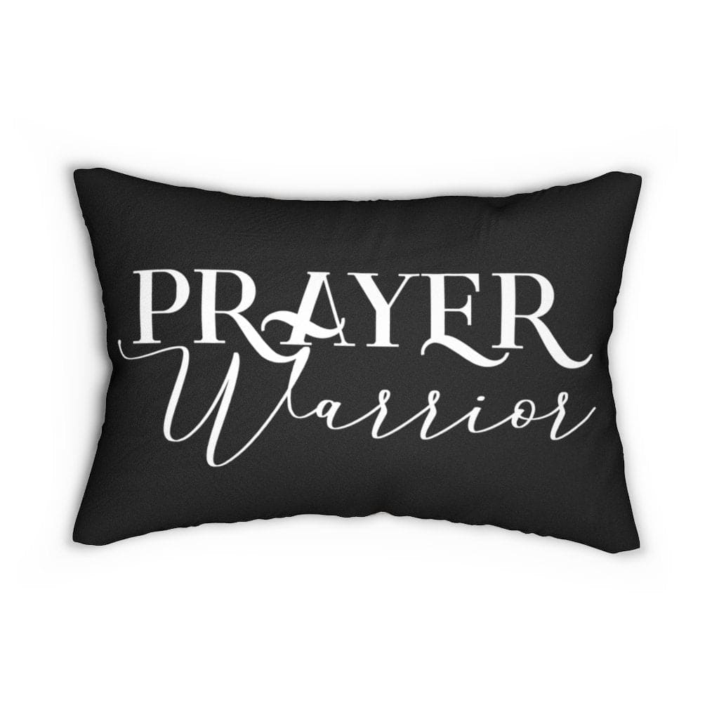 Decorative Lumbar Throw Pillow - Prayer Warrior - Beige Black