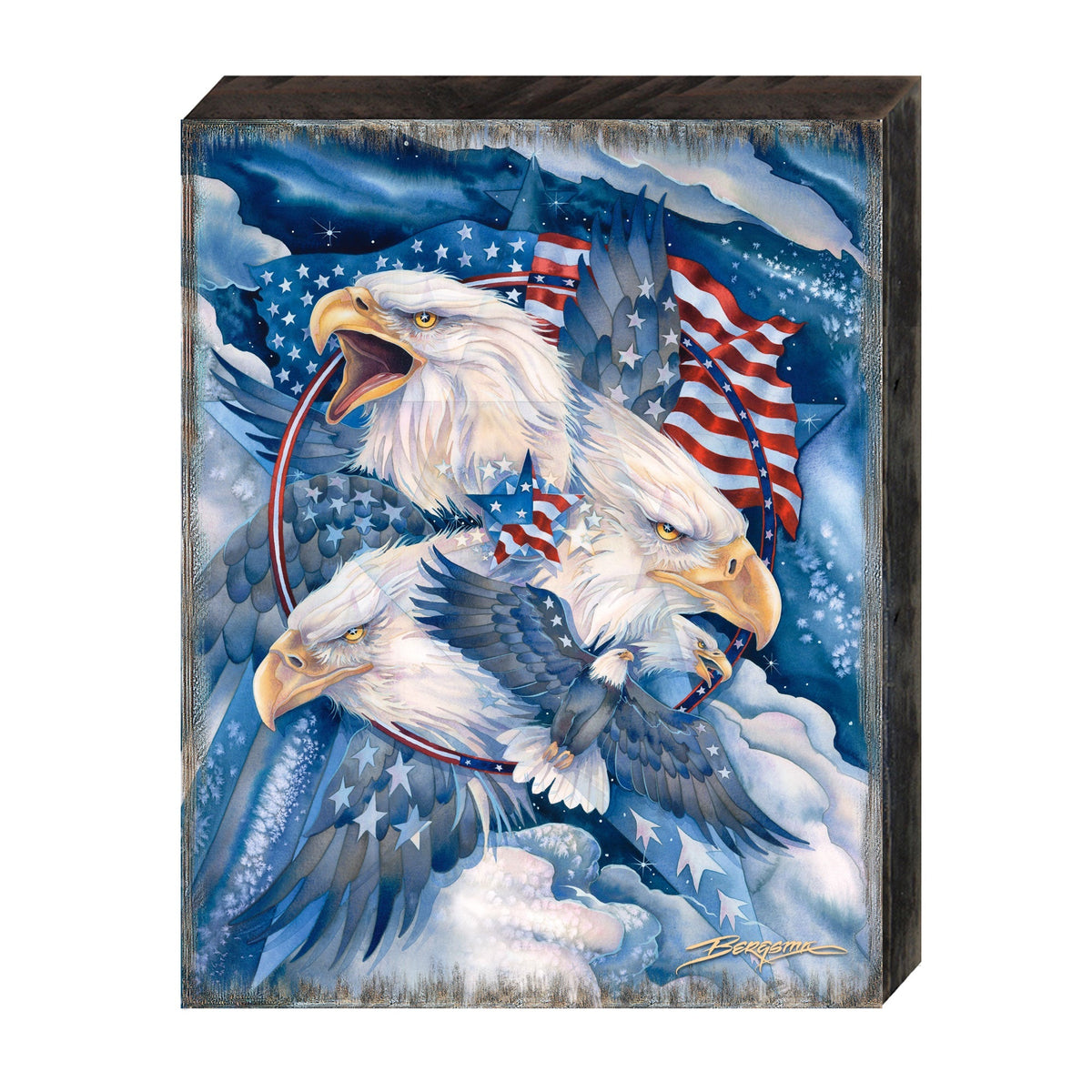 Allegiance American Patriotic Eagles Wooden Wall Art by J. Bergsma - American Patriotic Decor - 85922730B-JB