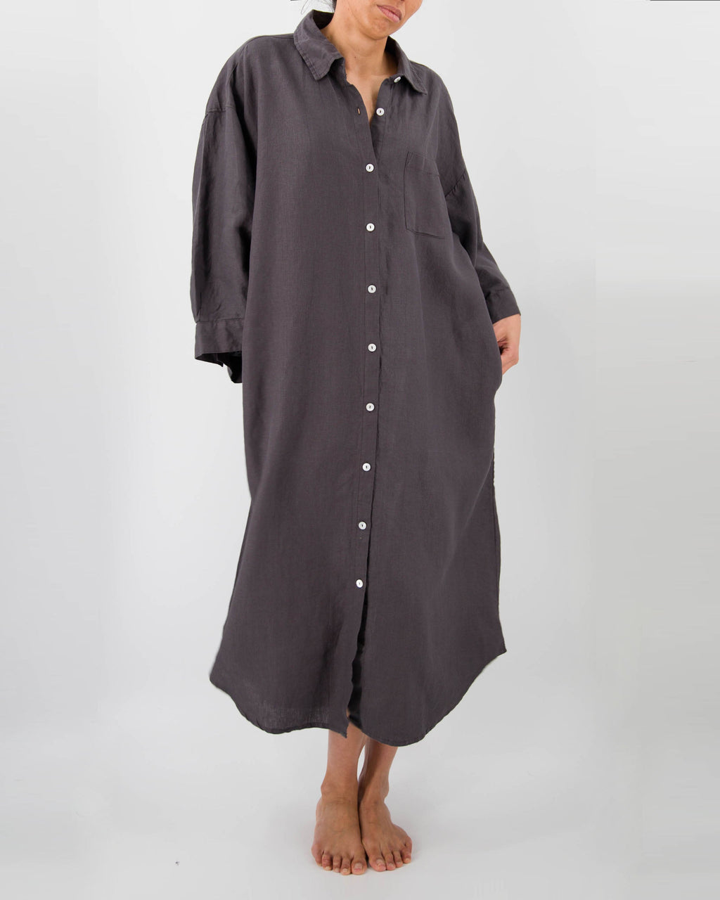 Mei Linen House Dress | 100% French Flax | Billowing Arms | 3 Pockets | One Size Fits Most | 12 Colors | Sunday Morning