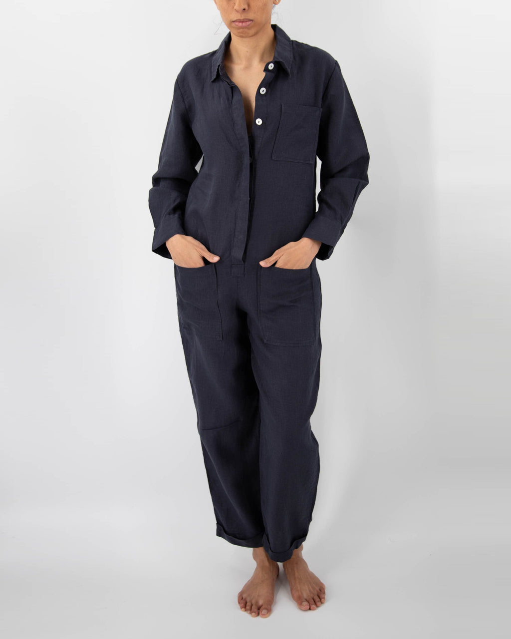 Isabelle 100% French Linen Jumpsuit | 5 Pockets | Roll-Up Sleeves | 11 Colors | XS-L | SUNDAY MORNING