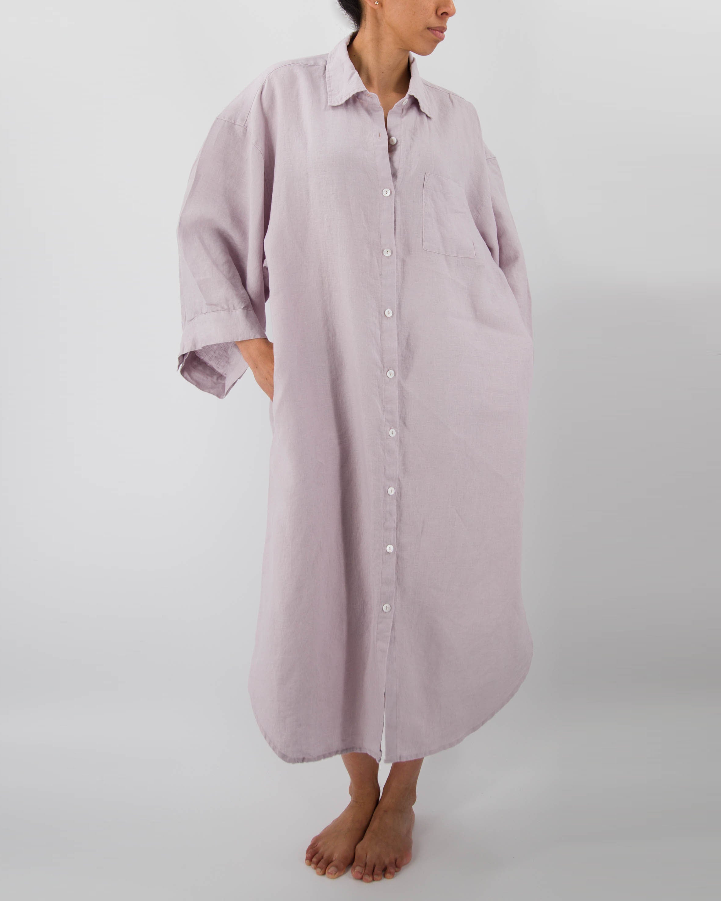 Mei Linen House Dress | 100% French Flax | Billowing Arms | 3 Pockets | One Size Fits Most | 12 Colors | Sunday Morning