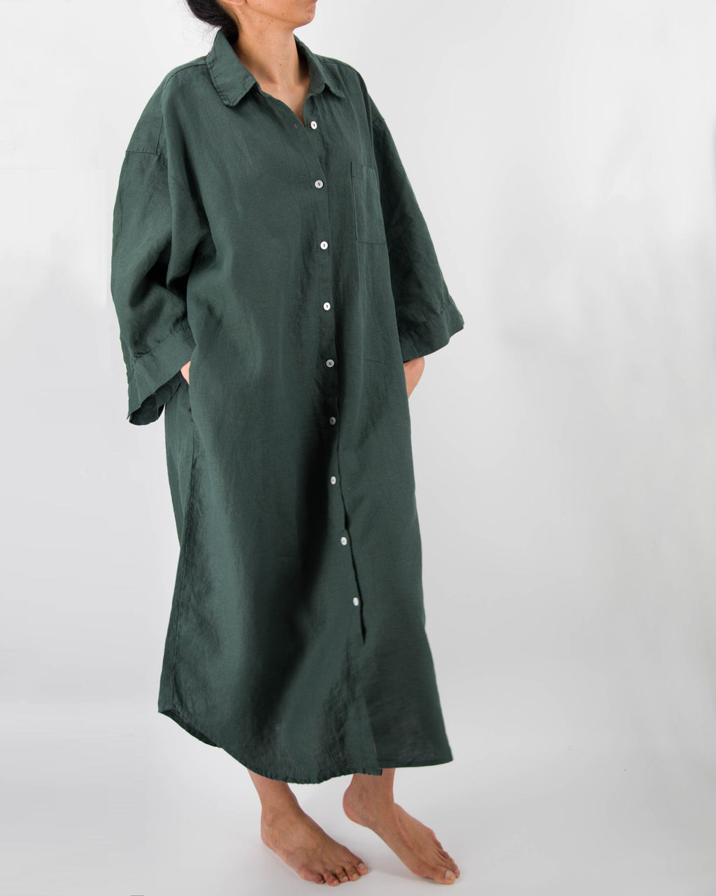 Mei Linen House Dress | 100% French Flax | Billowing Arms | 3 Pockets | One Size Fits Most | 12 Colors | Sunday Morning