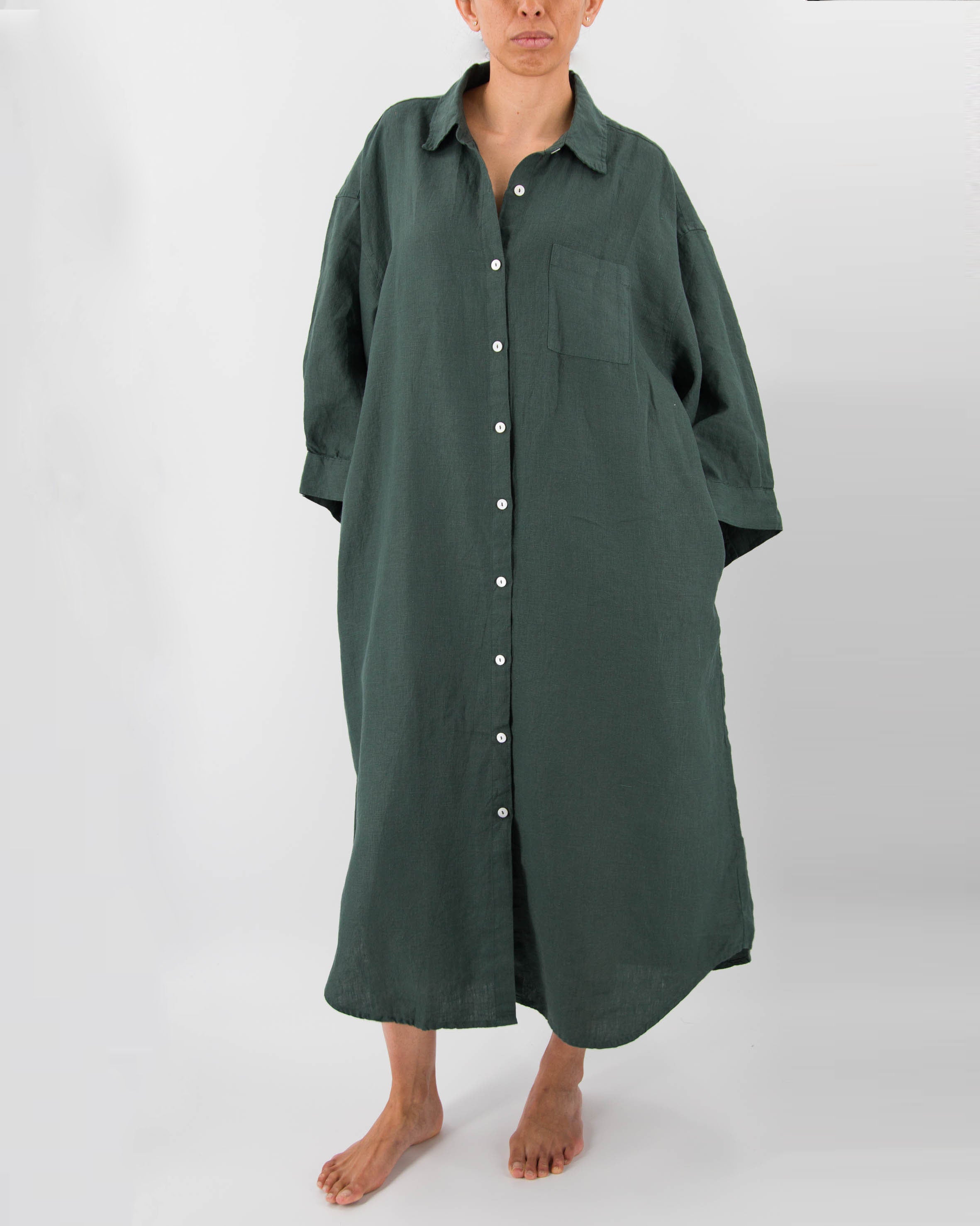 Mei Linen House Dress | 100% French Flax | Billowing Arms | 3 Pockets | One Size Fits Most | 12 Colors | Sunday Morning