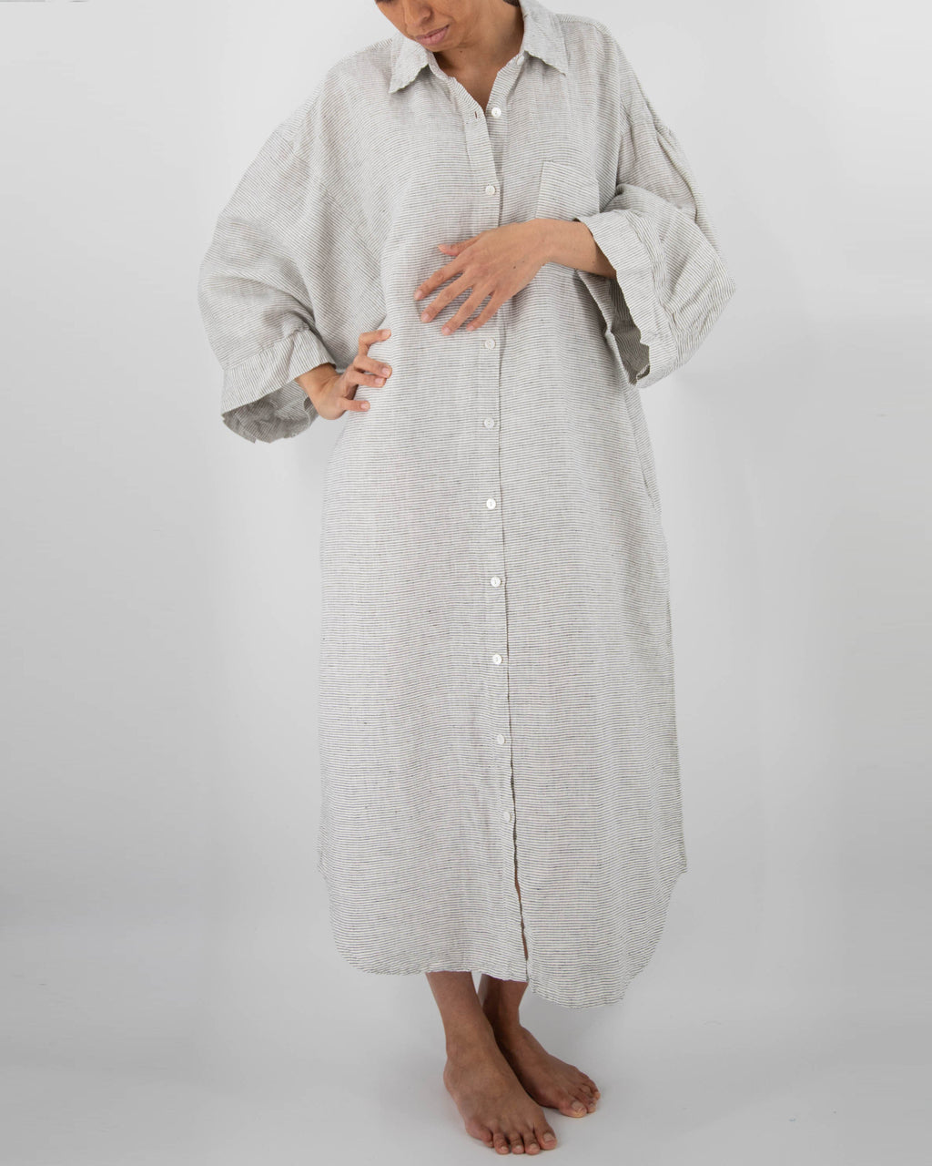Mei Linen House Dress | 100% French Flax | Billowing Arms | 3 Pockets | One Size Fits Most | 12 Colors | Sunday Morning