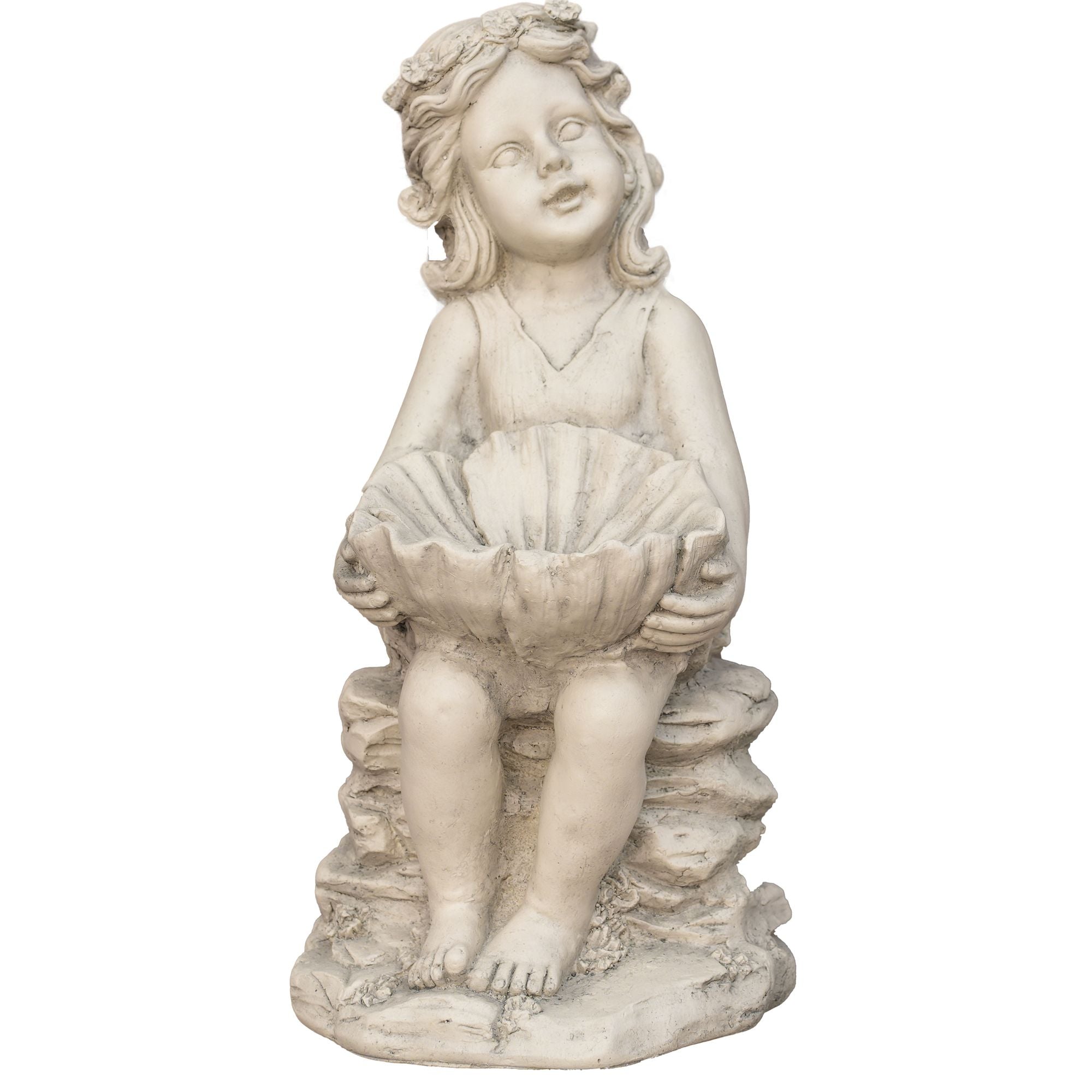 Vintage-Inspired 19.29-Inch Little Girl Angel Sculpture - Magnesium Ox ...