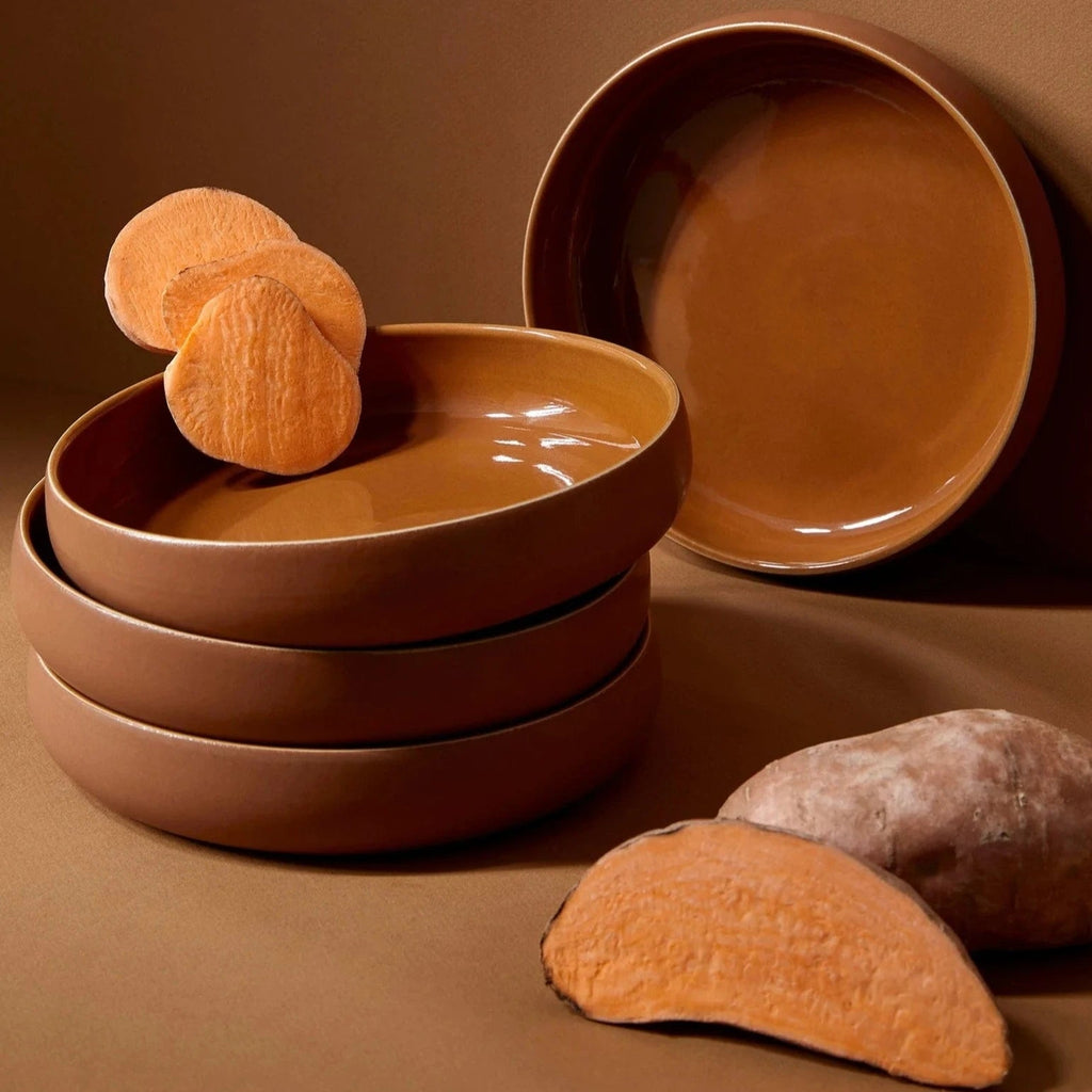 Tunisian Pasta Bowl | Set of 4 | Terracotta Stoneware | Gharyan Stoneware | Tunisia | Powered by People