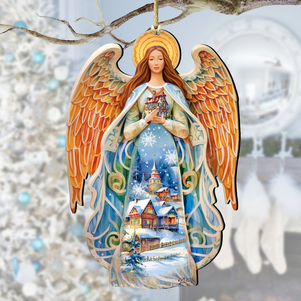 Blessing Home Angel Wooden Ornaments by G. DeBrekht Nativity Holiday Decor - 8611021