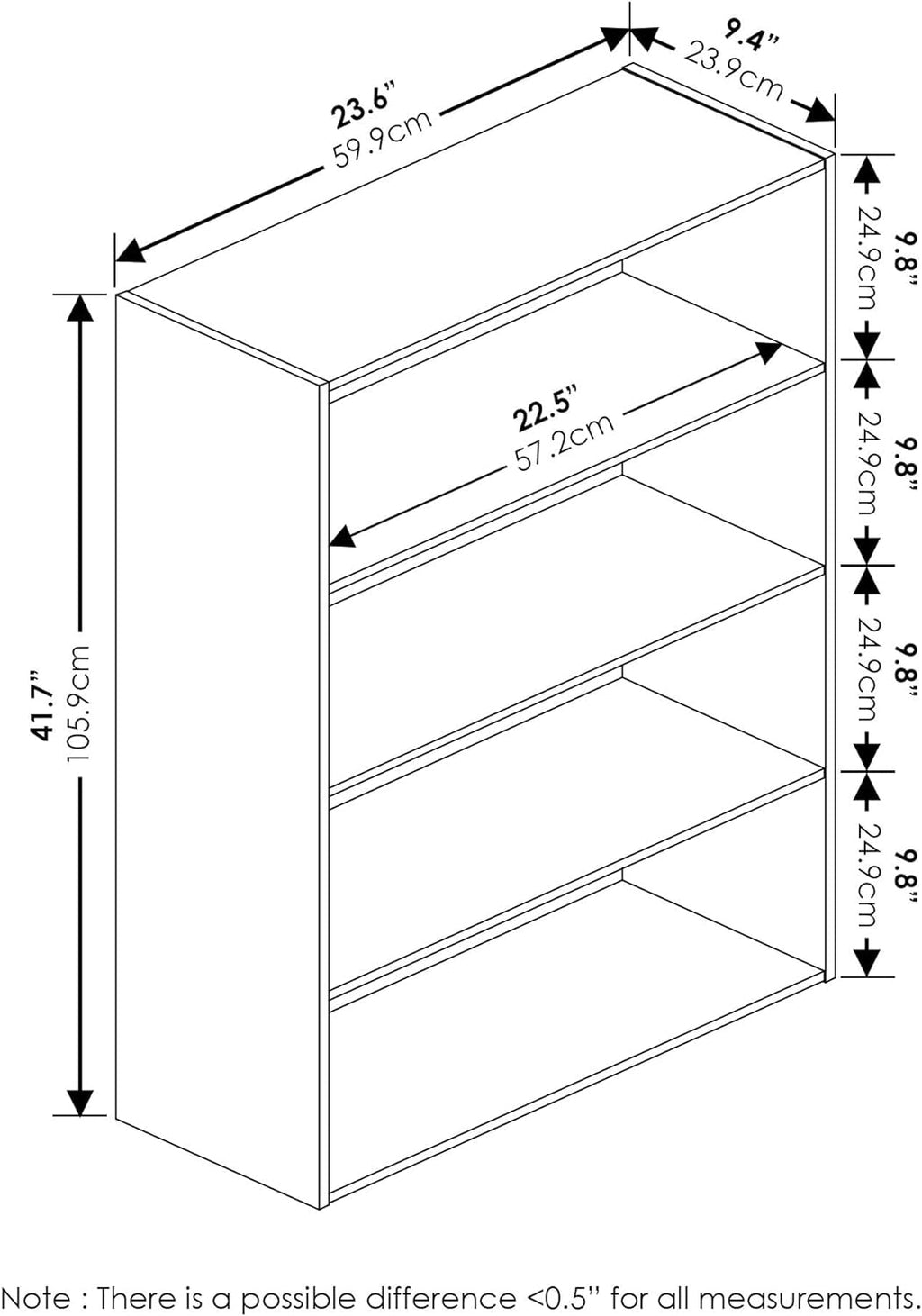 Espresso Four Tier Bookcase Bookshelf Storage Shelves