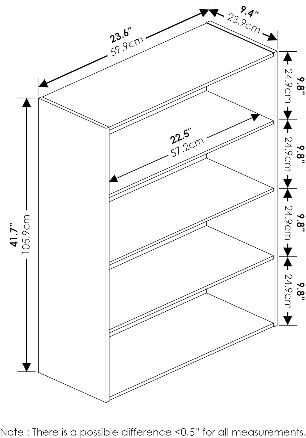 Espresso Four Tier Bookcase Bookshelf Storage Shelves