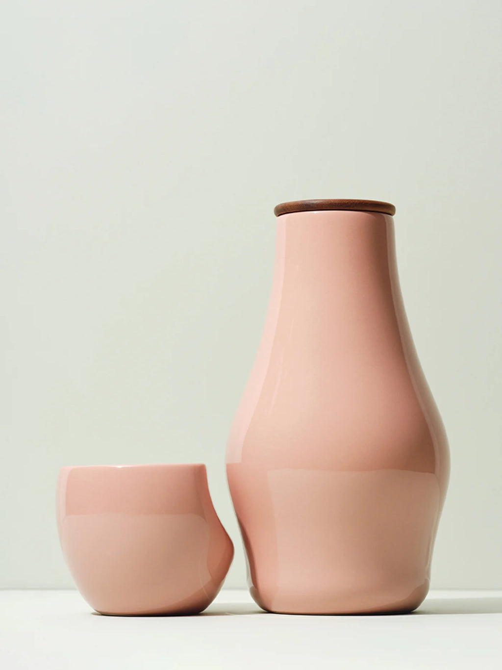 Handcrafted Ceramic Carafe - Sculptural Wooden Lid