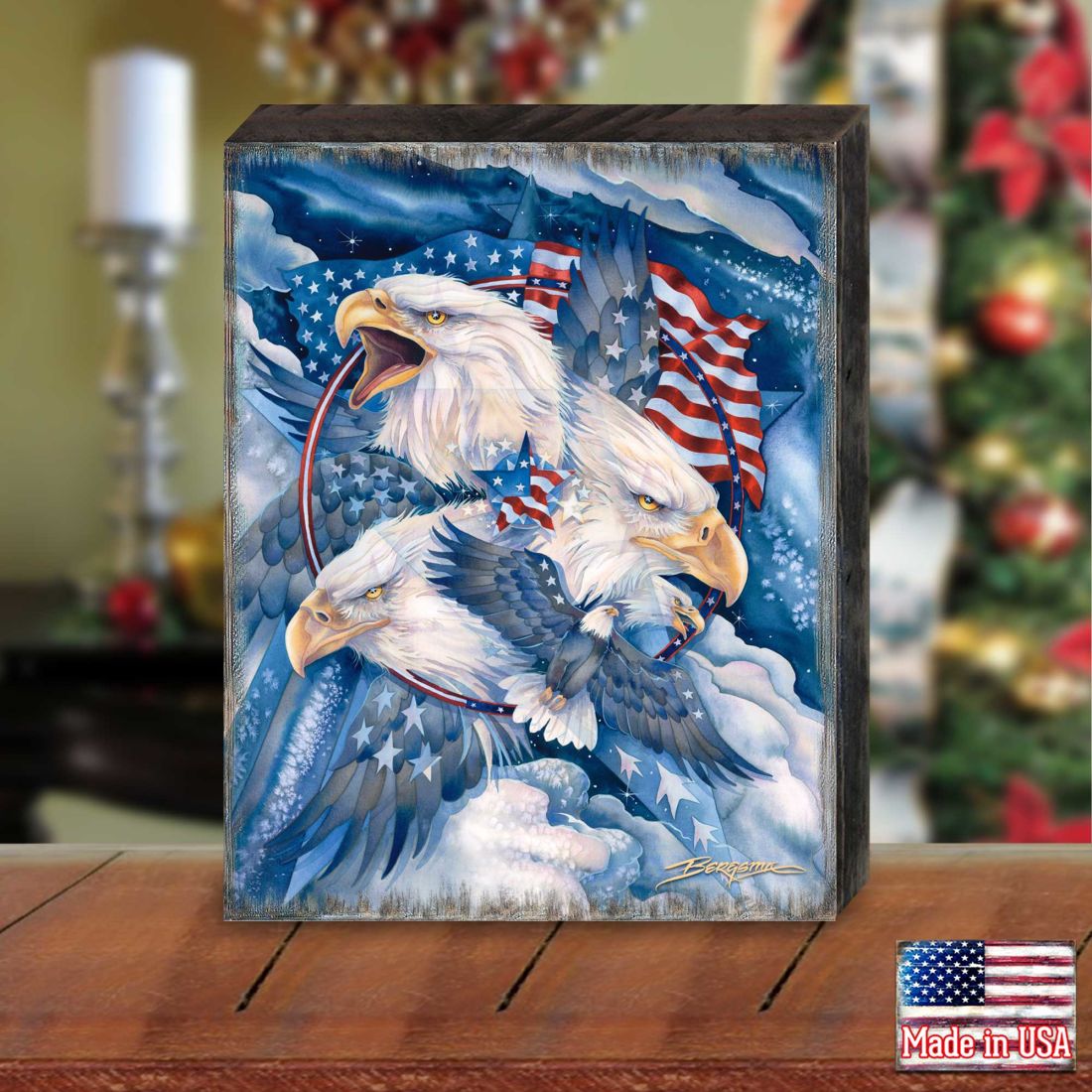 Allegiance American Patriotic Eagles Wooden Wall Art by J. Bergsma - American Patriotic Decor - 85922730B-JB
