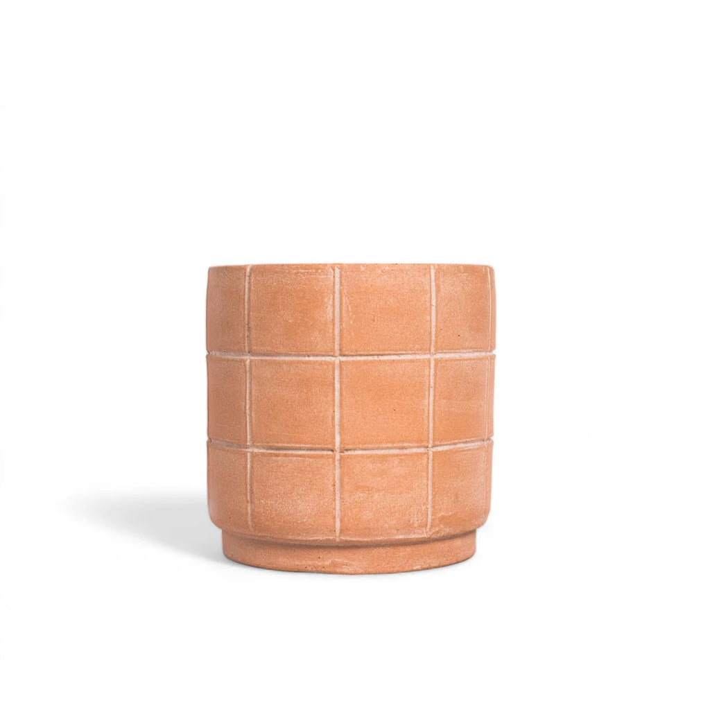 Grid Terracotta Planter Small | 8" | Handcrafted in Honduras | Made to Order | Meso Goods