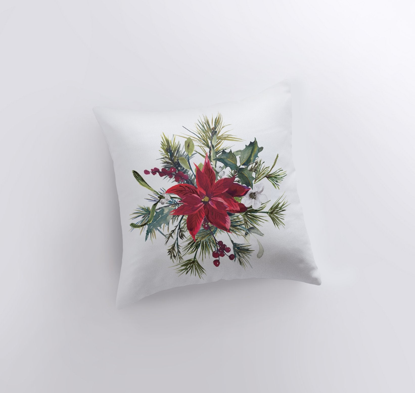 Poinsettia Holly Pillow