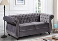 Gray Velvet Loveseat Modern Living Room Furniture Sofa