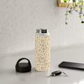 Floral Ink Pumpkin Handle Lid Water Bottle