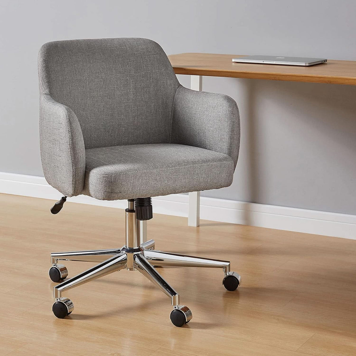 Light Gray Office Chair With 360 Swivel For Modern Home Office