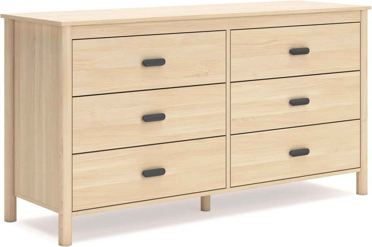 Light Brown Six Drawer Dresser For Bedroom Storage